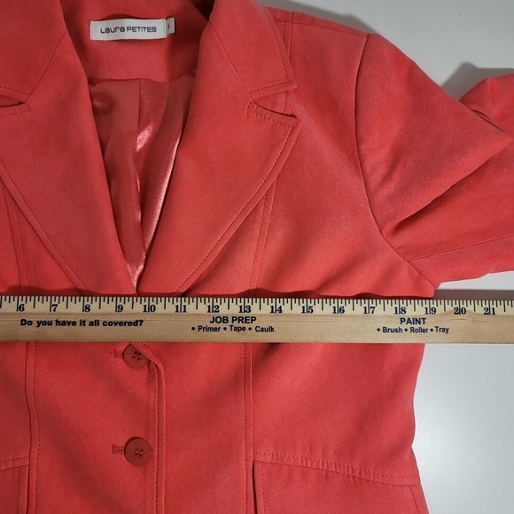Laura Petite Blazer Size 6 Jacket Coral Three Button Double Breasted - Picture 3 of 9